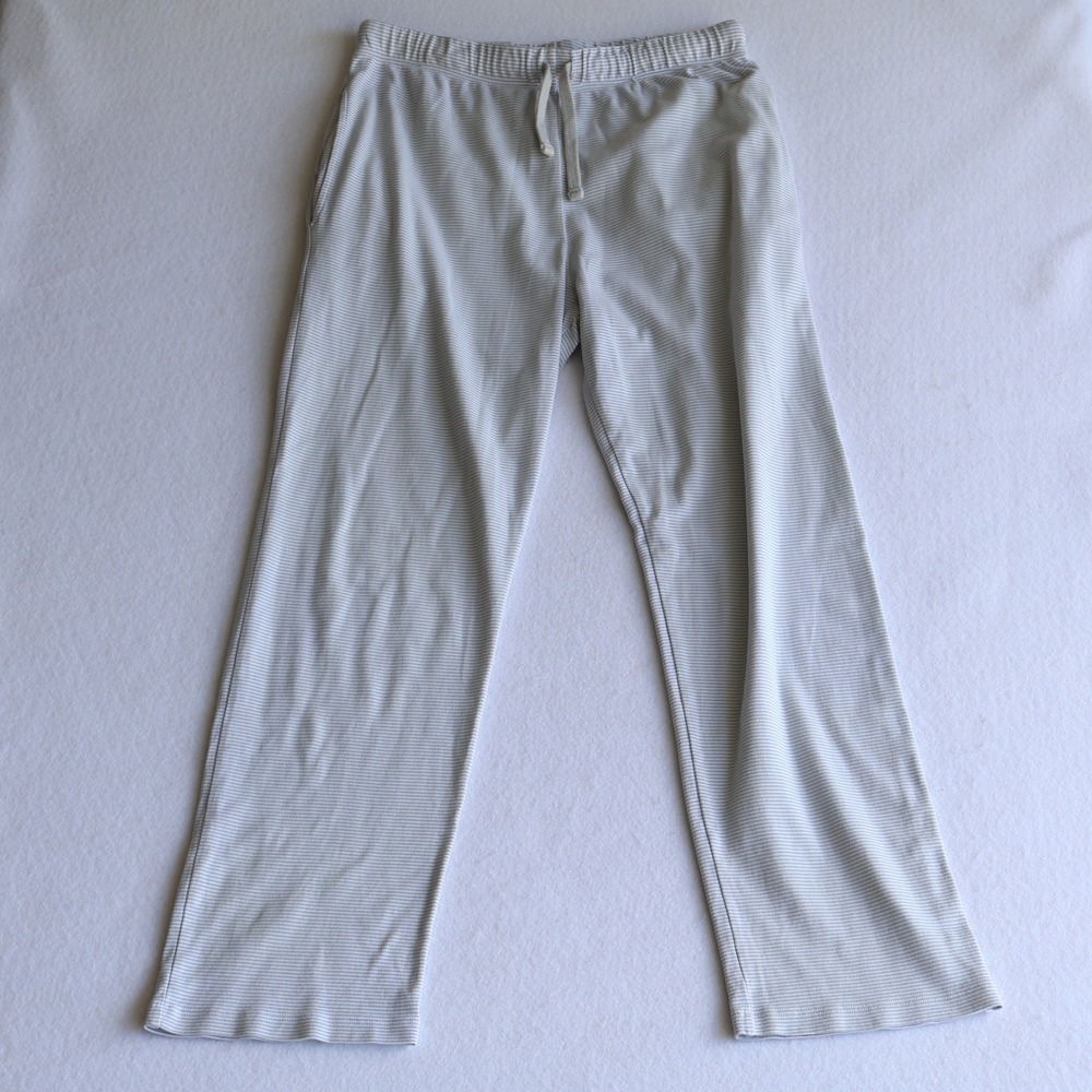 LAKE Pajamas Womens Grey White Striped Pima Cotton Lounge Pants Size M